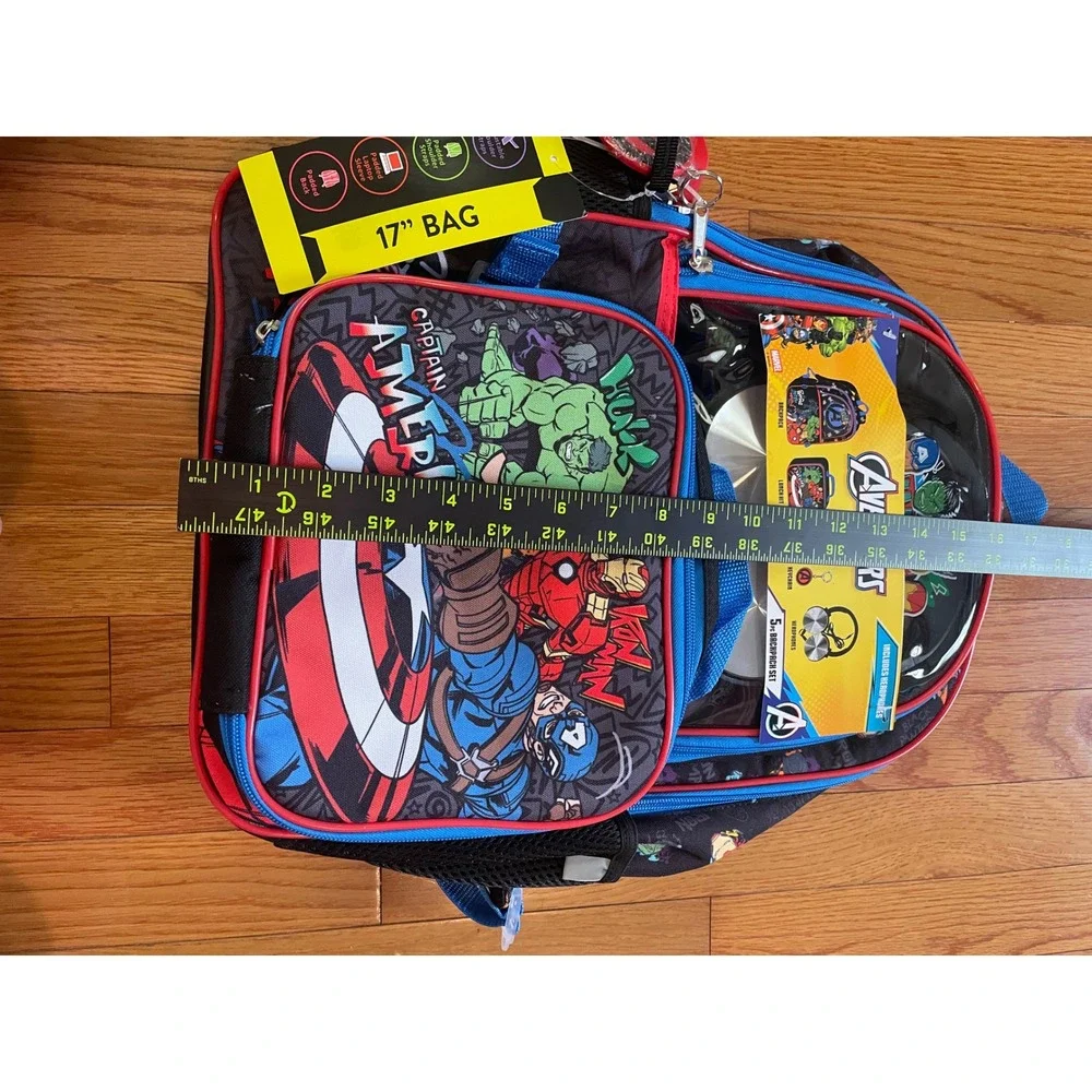 Marvel Avengers 5pc Backpack Set with Headphones Lunch Bag 17in B189V G/MA